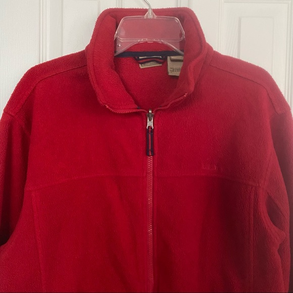 L.L Bean Red Full Zipper Cotton Fleece M - Picture 2 of 11